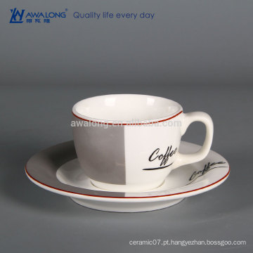 Copo de café por atacado barato da porcelana feito-à-medida copo de café de cerâmica e Sausers com punho
